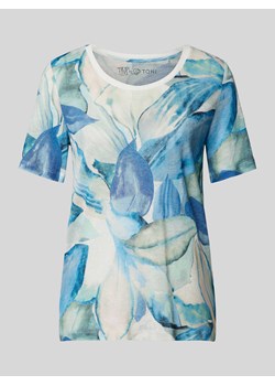 T-shirt lniany z kwiatowym nadrukiem na całej powierzchni model ‘Esra’ ze sklepu Peek&Cloppenburg  w kategorii Bluzki damskie - zdjęcie 170413683