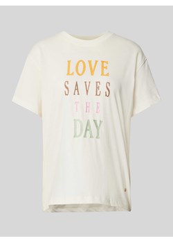 T-shirt z wyhaftowanym napisem model ‘ASA’ ze sklepu Peek&Cloppenburg  w kategorii Bluzki damskie - zdjęcie 170414203