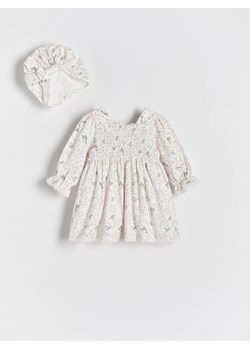 Reserved - Zestaw z sukienką i czapką - złamana biel ze sklepu Reserved w kategorii Sukienki niemowlęce - zdjęcie 170415213