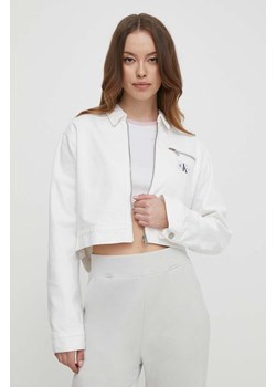 Calvin Klein Jeans kurtka jeansowa damska kolor biały przejściowa oversize ze sklepu ANSWEAR.com w kategorii Kurtki damskie - zdjęcie 170427143
