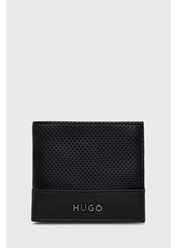 HUGO portfel skórzany męski kolor czarny ze sklepu ANSWEAR.com w kategorii Portfele męskie - zdjęcie 170427330