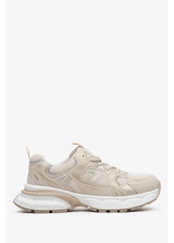 ES8: Beżowo-białe sneakersy damskie ze złotymi zdobieniami ze sklepu Estro w kategorii Buty sportowe damskie - zdjęcie 170428250