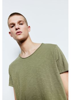 H & M - T-shirt ze zrolowanym brzegiem - Zielony ze sklepu H&M w kategorii T-shirty męskie - zdjęcie 170430422