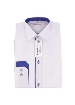 Koszula biała z niebieską plisą- długi rękaw ze sklepu 5.10.15 w kategorii Koszule chłopięce - zdjęcie 170431062