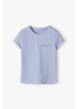 T-shirt dziewczęcy z napisem Be Happy niebieski ze sklepu 5.10.15 w kategorii Bluzki dziewczęce - zdjęcie 170431242