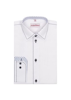 Koszula biała z granatowymi przeszyciami- długi rękaw ze sklepu 5.10.15 w kategorii Koszule chłopięce - zdjęcie 170431274
