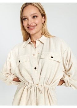 Sinsay - Koszula z lnem - kremowy ze sklepu Sinsay w kategorii Koszule damskie - zdjęcie 170438864