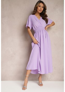 Fioletowa Rozkloszowana Sukienka Długa o Kopertowym Kroju Alarava ze sklepu Renee odzież w kategorii Sukienki - zdjęcie 170444500