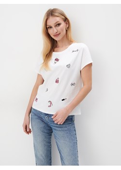 Mohito - T-shirt z naszywkami - biały ze sklepu Mohito w kategorii Bluzki damskie - zdjęcie 170446973