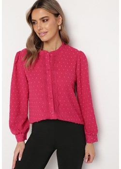 Różowa Wiskozowa Koszula z Koronką i Falbanką przy Szyi Wikinesa ze sklepu Born2be Odzież w kategorii Koszule damskie - zdjęcie 170448273