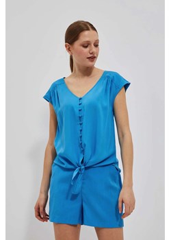 Koszulowa bluzka z wiązaniem lazurowa ze sklepu Moodo.pl w kategorii Bluzki damskie - zdjęcie 170453491
