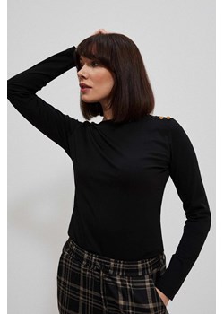 Bawełniana bluzka z długim rękawem czarna ze sklepu Moodo.pl w kategorii Bluzki damskie - zdjęcie 170454090