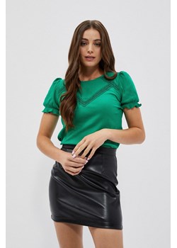 Bluzka z marszczonymi rękawami zielona ze sklepu Moodo.pl w kategorii Bluzki damskie - zdjęcie 170454172