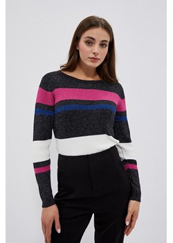 Dopasowany sweter w paski z metaliczną nitką czarny ze sklepu Moodo.pl w kategorii Swetry damskie - zdjęcie 170454700