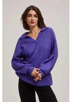 Sweter z dekoltem w serek fioletowy ze sklepu Moodo.pl w kategorii Swetry damskie - zdjęcie 170455170