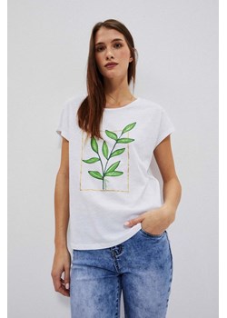 T-shirt z nadrukiem kwiatów biały ze sklepu Moodo.pl w kategorii Bluzki damskie - zdjęcie 170455500