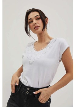 Bawełniana bluzka z koronką biała ze sklepu Moodo.pl w kategorii Bluzki damskie - zdjęcie 170455680