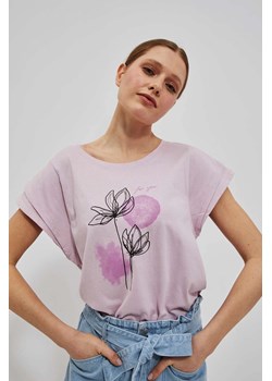 T-shirt z nadrukiem liliowy ze sklepu Moodo.pl w kategorii Bluzki damskie - zdjęcie 170457730