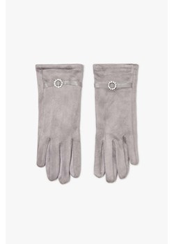 Rękawiczki z ozdobnym paskiem jasnoszare ze sklepu Moodo.pl w kategorii Rękawiczki damskie - zdjęcie 170458014