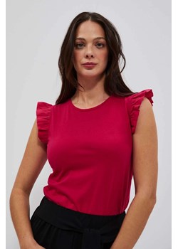 Bluzka z ozdobnymi rękawami truskawkowa ze sklepu Moodo.pl w kategorii Bluzki damskie - zdjęcie 170459504