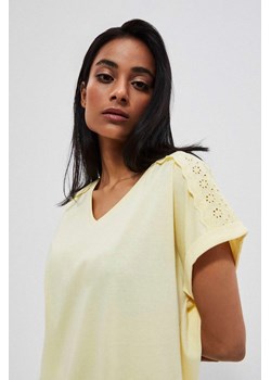 Bawełniana bluzka z wiązaniem cytrynowa ze sklepu Moodo.pl w kategorii Bluzki damskie - zdjęcie 170460063