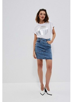 Jeansowa ołówkowa spódnica o długości przed kolano niebieska ze sklepu Moodo.pl w kategorii Spódnice - zdjęcie 170460583