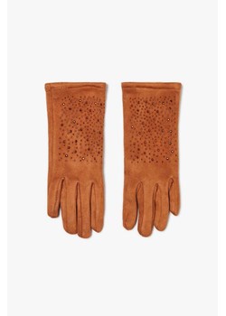 Rękawiczki z dżetami brązowe ze sklepu Moodo.pl w kategorii Rękawiczki damskie - zdjęcie 170460851