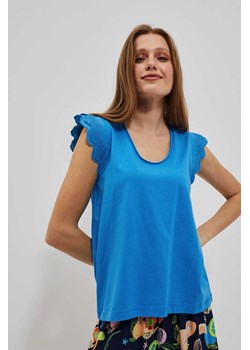 Bluzka z ozdobnym rękawem lazurowa ze sklepu Moodo.pl w kategorii Bluzki damskie - zdjęcie 170461754