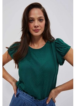 Koszula z ozdobnymi rękawami malahitowa ze sklepu Moodo.pl w kategorii Bluzki damskie - zdjęcie 170464781