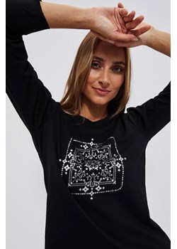 Bluzka z długimi rękawami i metalicznym printem czarna ze sklepu Moodo.pl w kategorii Bluzki damskie - zdjęcie 170464784