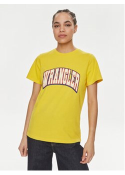 Wrangler T-Shirt Varsity 112350189 Żółty Regular Fit ze sklepu MODIVO w kategorii Bluzki damskie - zdjęcie 170467843