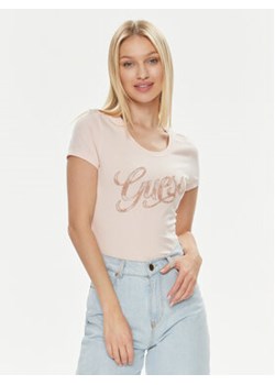 Guess T-Shirt W4GI30 J1314 Różowy Slim Fit ze sklepu MODIVO w kategorii Bluzki damskie - zdjęcie 170468142
