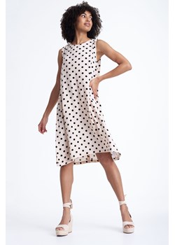 Rozkloszowana sukienka bez rękawów w nadruk ecru ze sklepu 5.10.15 w kategorii Sukienki - zdjęcie 170469632