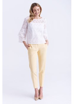 Bawełniana bluzka damska z rękawem 3/4 biała ze sklepu 5.10.15 w kategorii Bluzki damskie - zdjęcie 170469663