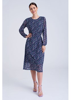 Sukienka midi z siateczki w nadruk granatowa ze sklepu 5.10.15 w kategorii Sukienki - zdjęcie 170469682