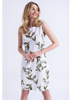 Sukienka damska biała w liście - Greenpoint ze sklepu 5.10.15 w kategorii Sukienki - zdjęcie 170469923
