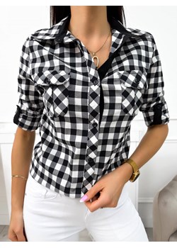 Czarno-Biała Koszula w Kratę ze sklepu ModnaKiecka.pl w kategorii Koszule damskie - zdjęcie 170470424