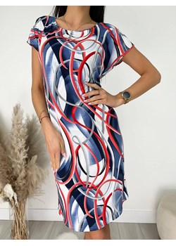 Sukienka w Granatowo-Czerwony Wzór ze sklepu ModnaKiecka.pl w kategorii Sukienki - zdjęcie 170470441