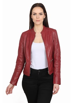 Damska kurtka skórzana NINA ruby ze sklepu David Ryan w kategorii Kurtki damskie - zdjęcie 170470550