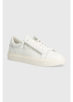 Calvin Klein sneakersy skórzane LOW TOP LACE UP W/ZIP kolor biały HM0HM01475 ze sklepu ANSWEAR.com w kategorii Buty sportowe męskie - zdjęcie 170471381
