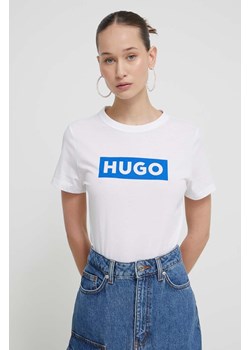 Hugo Blue t-shirt bawełniany damski kolor biały 50510772 ze sklepu ANSWEAR.com w kategorii Bluzki damskie - zdjęcie 170471494