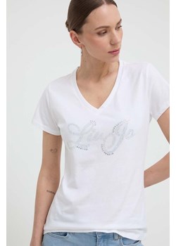 Liu Jo t-shirt bawełniany damski kolor biały ze sklepu ANSWEAR.com w kategorii Bluzki damskie - zdjęcie 170471521