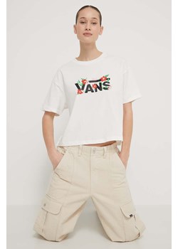 Vans t-shirt bawełniany damski kolor beżowy ze sklepu ANSWEAR.com w kategorii Bluzki damskie - zdjęcie 170471562