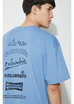 Columbia t-shirt Burnt Lake męski kolor niebieski z nadrukiem 2071711 ze sklepu ANSWEAR.com w kategorii T-shirty męskie - zdjęcie 170471604