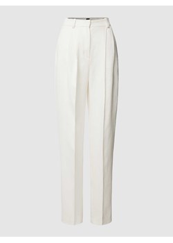 Spodnie lniane o kroju regular fit z zakładkami w pasie ze sklepu Peek&Cloppenburg  w kategorii Spodnie damskie - zdjęcie 170473464