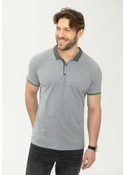 Szara męska koszulka polo z bawełny pique T-NAX ze sklepu Volcano.pl w kategorii T-shirty męskie - zdjęcie 170476451