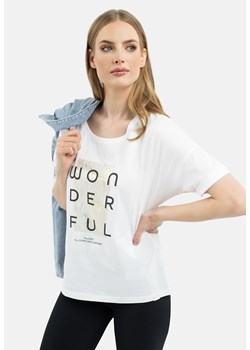 Luźna koszulka z napisem, Comfort Fit, T-WONDERFUL ze sklepu Volcano.pl w kategorii Bluzki damskie - zdjęcie 170476484