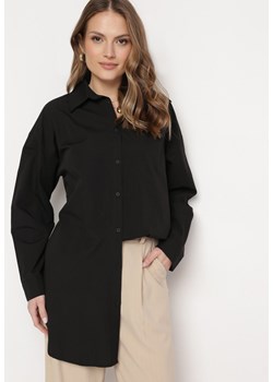 Czarna Bawełniana Koszula o Przedłużonym Fasonie Aslines ze sklepu Born2be Odzież w kategorii Koszule damskie - zdjęcie 170478513