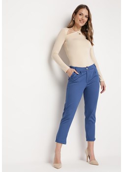 Granatowe Spodnie z Regularną Talią i Gumką w Pasie Suirelle ze sklepu Born2be Odzież w kategorii Spodnie damskie - zdjęcie 170478582