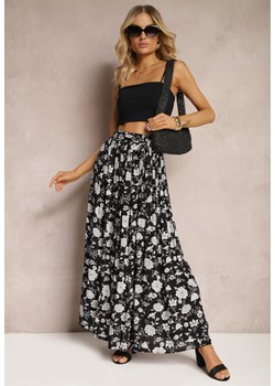 Czarna Bawełniana Spódnica o Długim Fasonie w Kwiaty Danrica ze sklepu Renee odzież w kategorii Spódnice - zdjęcie 170478831